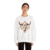 Tribal Bull Skull Earth Symbol Illustration Unisex Sweatshirt