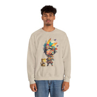 Aztec Chibi Girl with Jaguar Cub Warrior Culture Unisex Sweatshirt