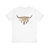 Boho Aztec Feathered Bull Skull Illustration Unisex T-Shirt
