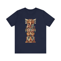 Stacked Tribal Totem Symbols Geometric Faces Unisex T-Shirt