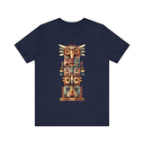 Stacked Tribal Totem Symbols Geometric Faces Unisex T-Shirt