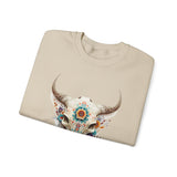 Sacred Floral Cow Skull Mandala Illustration Unisex Sweatshirt