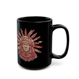 Aztec Sun Chief Feather Headdress Black Mug