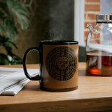 Sacred Aztec Calendar Face Black Mug