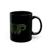 Aztec Western Bull Skull Longhorn Illustration Black Mug