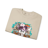 Aztec Floral Cow Skull on Turquoise Pattern Unisex Sweatshirt