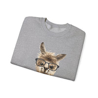 Cute Alpaca With Glasses Watercolor Illustration Unisex Sweatshirt