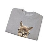 Cute Alpaca With Glasses Watercolor Illustration Unisex Sweatshirt