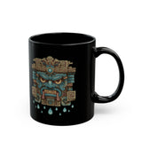 Tlaloc Rain God Stone Face Glyph Black Mug