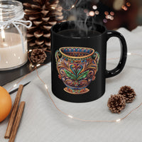 Mesoamerican Ornate Ceremonial Urn Black Mug