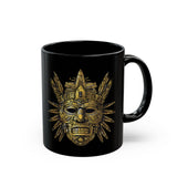 Aztec Golden Feather Headdress Mask Black Mug