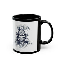 Fierce Inca Warrior Ink Illustration Black Mug