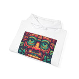 Neon Aztec Mask God Illustration Unisex Hoodie