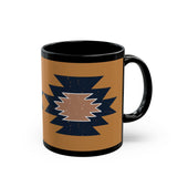 Minimal Southwest Tribal Rug Pattern Illustration Black Mug