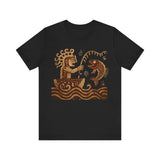 Pre-Hispanic Fisherman with Symbolic Fish Glyph Style Unisex T-Shirt