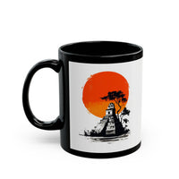 Tikal Sunset Temple Minimalist Art Black Mug