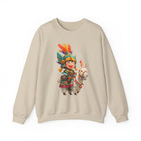 Chibi Inca Warrior Riding Llama Cartoon Unisex Sweatshirt