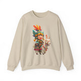 Chibi Inca Warrior Riding Llama Cartoon Unisex Sweatshirt
