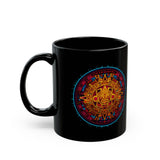 Neon Aztec Calendar Black Mug