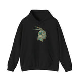 A Turquoise and Gold Mayan Warrior Face Unisex Hoodie
