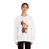 Playful Inca Girl and Llama Cartoon Unisex Sweatshirt