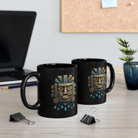 Tlaloc Ancient Rain Mask Glyph Black Mug