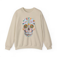 Neon Circuit Aztec Skull Cartoon Style Unisex Sweatshirt