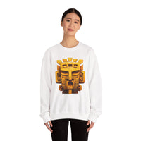 Golden Warrior Mask Andean Glyph Style Unisex Sweatshirt