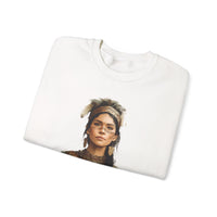Inca Warrior Woman Watercolor Portrait and Tribal Jewelry Unisex Sweatshirt