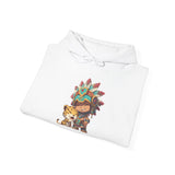 Chibi Aztec Warrior and Jaguar Cub Cartoon Unisex Hoodie