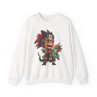 Chibi Aztec Warrior with Baby Quetzalcoatl Serpent Unisex Sweatshirt