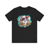 Aztec Floral Cow Skull on Turquoise Pattern Unisex T-Shirt