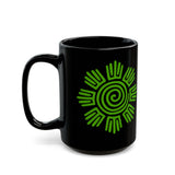 Aztec Plant Spiral Symbol Black Mug
