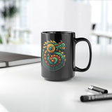 Colorful Quetzalcoatl Sun Serpent Glyph Style Black Mug