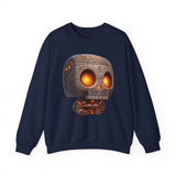 Glow-Eyed Tribal Stone Skull Unisex Sweatshirt