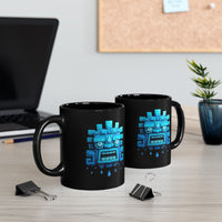 Tlaloc Rain God Blue Mask Glyph Style Black Mug