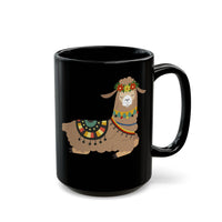 Resting Alpaca In Traditional Ornaments Black Mug