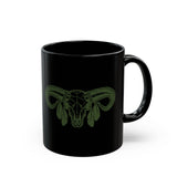 Aztec Western Bull Skull Longhorn Illustration Black Mug