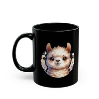 Inca Andean Llama Baby Face Illustration Black Mug