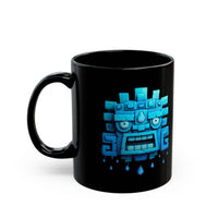Tlaloc Rain God Blue Mask Glyph Style Black Mug
