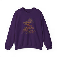 Tribal Volcano with Smoke Spirals Glyph Style Unisex Sweatshirt