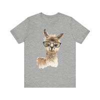 Cute Alpaca With Glasses Watercolor Illustration Unisex T-Shirt