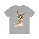 Cute Alpaca With Glasses Watercolor Illustration Unisex T-Shirt