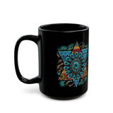Wild Aztec Turquoise Amulet Illustration Black Mug