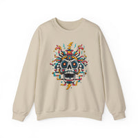 Funny Aztec Skull with Neon Circuits Unisex Sweatshirt