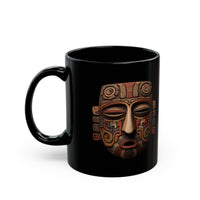 Ancient Andean Tribal Mask Stylized Face Black Mug