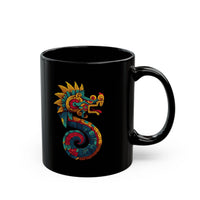 Aztec Serpent God Quetzalcoatl Modern Tribal Style Black Mug
