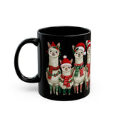 Inca Christmas Llama Family from the Andes Black Mug