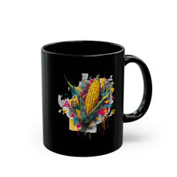 Maya Corn Mural Street Art Black Mug