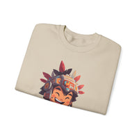 Chibi Aztec Warrior with Jaguar Cub Cartoon History Unisex Sweatshirt